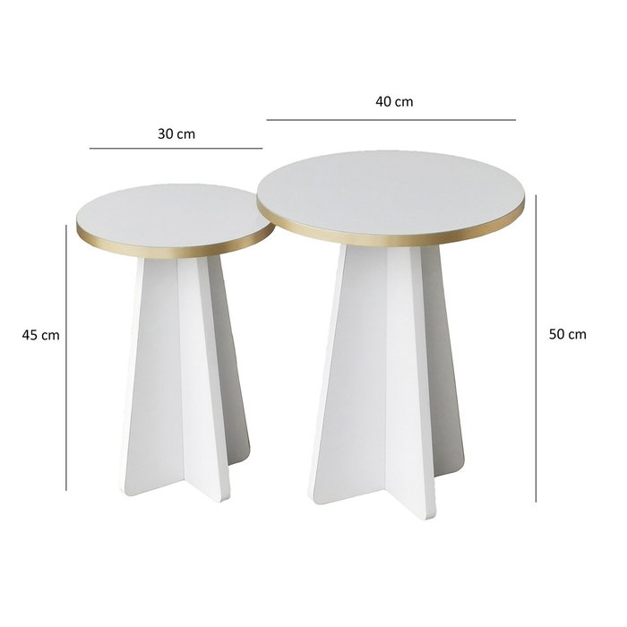 Hanah Home Mushroom 2 - Juego de mesas de centro, Dorado y Blanco Hanah Home Mushroom 2 - Juego de mesas de centro, Dorado y Blanco